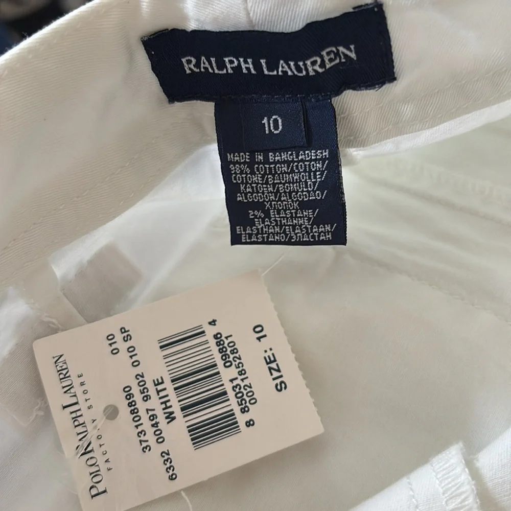 Ralph Lauren Blue SS Tee White Chino Capri Pant Set Outfit Girls Sz XL/10 New